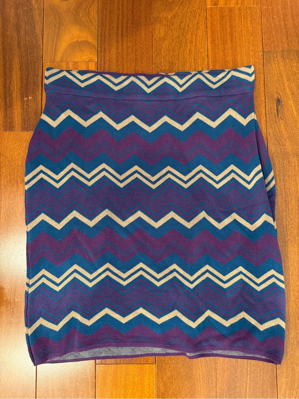Ashley Stewart Chevron Knit Pencil Skirt Purple Blue Y2K Retro.